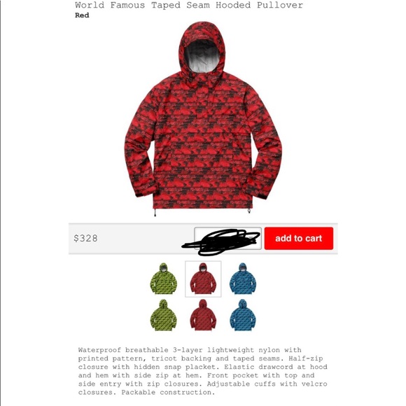 NWOT SUPREME HOODIE WINDBREAKER - Picture 5 of 8